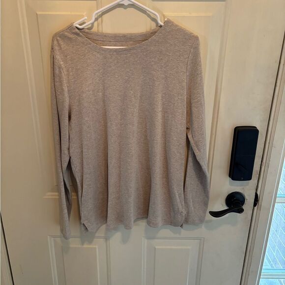 J Jill Pima Cotton Crew Neck Long Sleeve Tee in Beige size L - Picture 2 of 4